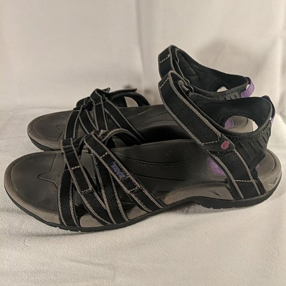 Teva Women’s Tirra Sandal 4266 Shoc Pad Anatomic Footbed Size 10 Black / Purple - Picture 1 of 13